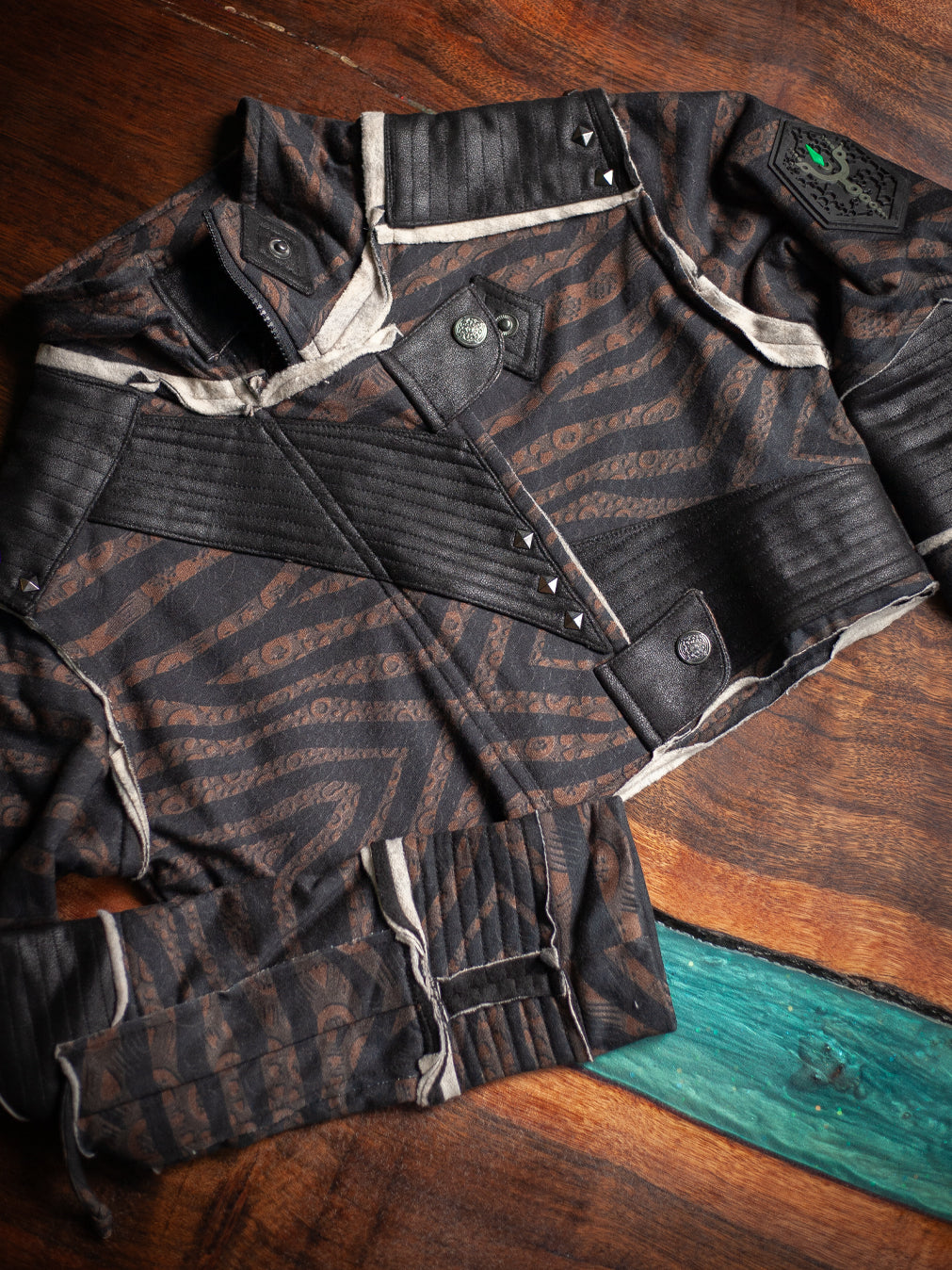 Crop Jacket Woman Neotokyo Punk / Cotton Looper Fake Leather - SHERKANKA